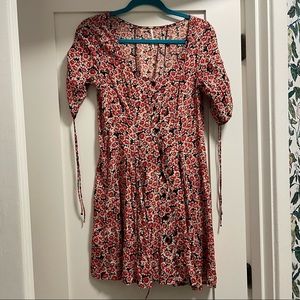 FREE PEOPLE Red Floral A-Line Dress